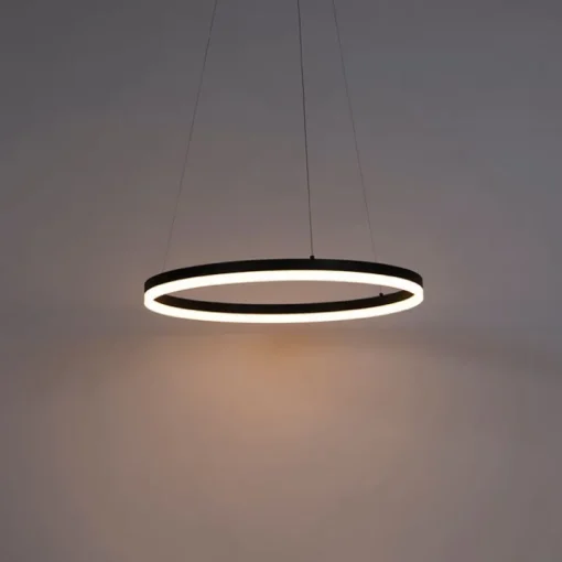 QAZQA Design hanglamp zwart 60 cm incl. LED 3-staps dimbaar - Anello