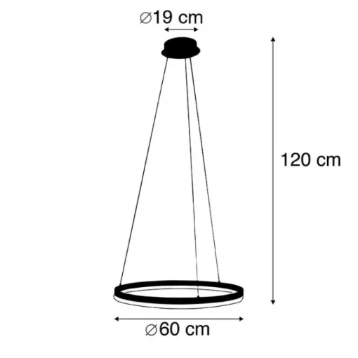 QAZQA Design hanglamp zwart 60 cm incl. LED 3-staps dimbaar - Anello
