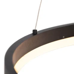 QAZQA Design hanglamp zwart 60 cm incl. LED 3-staps dimbaar - Anello