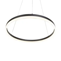 QAZQA Design hanglamp zwart 60 cm incl. LED 3-staps dimbaar - Anello