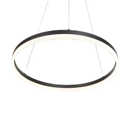 QAZQA Design hanglamp zwart 60 cm incl. LED 3-staps dimbaar - Anello