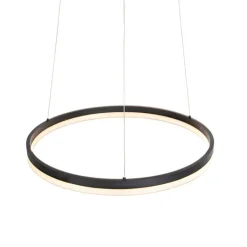 QAZQA Design hanglamp zwart 60 cm incl. LED 3-staps dimbaar - Anello