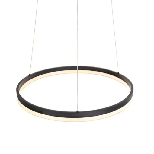 QAZQA Design hanglamp zwart 60 cm incl. LED 3-staps dimbaar - Anello