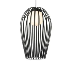 QAZQA Design hanglamp zwart met opaal IP44 - Angela