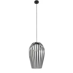 QAZQA Design hanglamp zwart met opaal IP44 - Angela