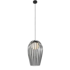 QAZQA Design hanglamp zwart met opaal IP44 - Angela