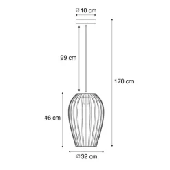 QAZQA Design hanglamp zwart met opaal IP44 - Angela