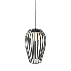 QAZQA Design hanglamp zwart met opaal IP44 - Angela