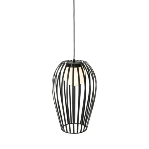 QAZQA Design hanglamp zwart met opaal IP44 - Angela