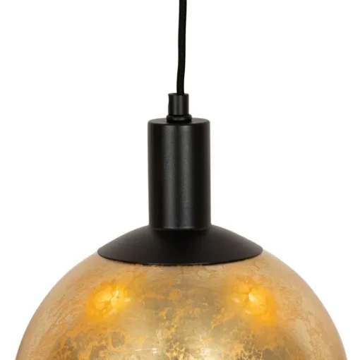 QAZQA Design hanglamp zwart met goud glas 5-lichts - Bert