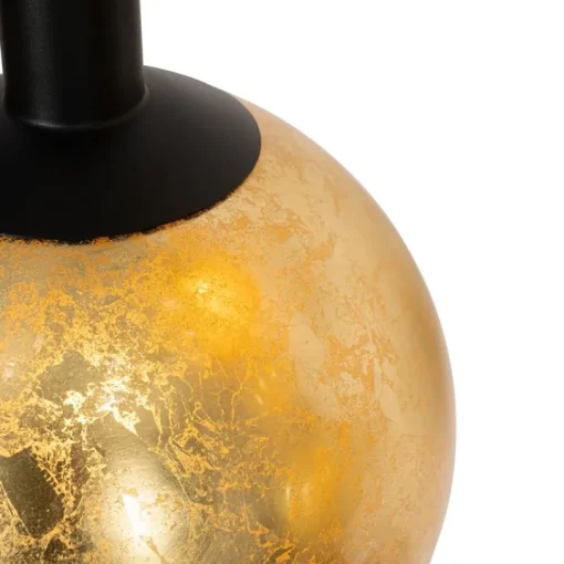 QAZQA Design hanglamp zwart met goud glas 5-lichts - Bert