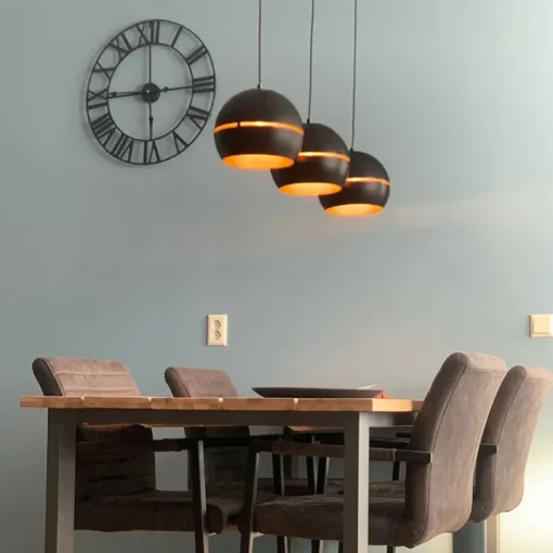 QAZQA Design hanglamp zwart met gouden binnenkant 3-lichts - Buell