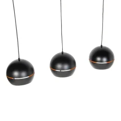 QAZQA Design hanglamp zwart met gouden binnenkant 3-lichts - Buell