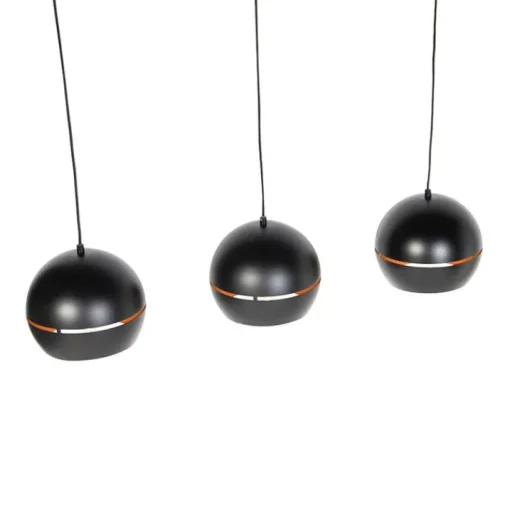 QAZQA Design hanglamp zwart met gouden binnenkant 3-lichts - Buell