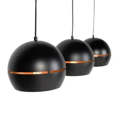 QAZQA Design hanglamp zwart met gouden binnenkant 3-lichts - Buell