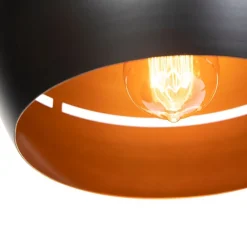 QAZQA Design hanglamp zwart met gouden binnenkant 3-lichts - Buell
