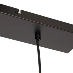 QAZQA Design hanglamp zwart met messing en amber glas 4-lichts - Zuzanna
