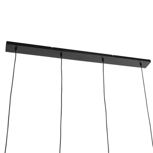 QAZQA Design hanglamp zwart met smoke glas 4-lichts - Dome