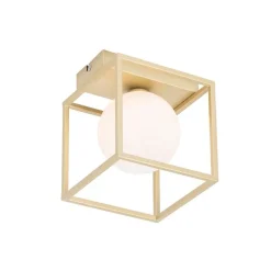 QAZQA Design plafondlamp goud met wit glas - Aniek