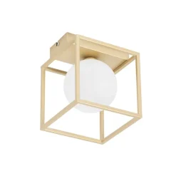 QAZQA Design plafondlamp goud met wit glas - Aniek