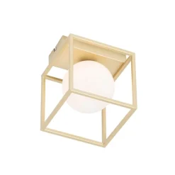 QAZQA Design plafondlamp goud met wit glas - Aniek