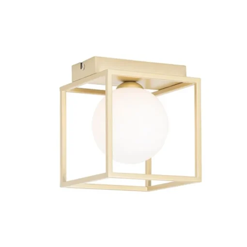 QAZQA Design plafondlamp goud met wit glas - Aniek