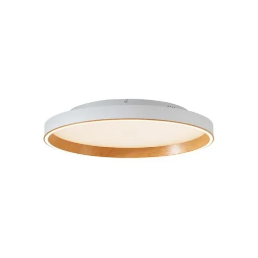QAZQA Design plafondlamp wit met hout 60cm incl. LED 3-way switch - Ingo