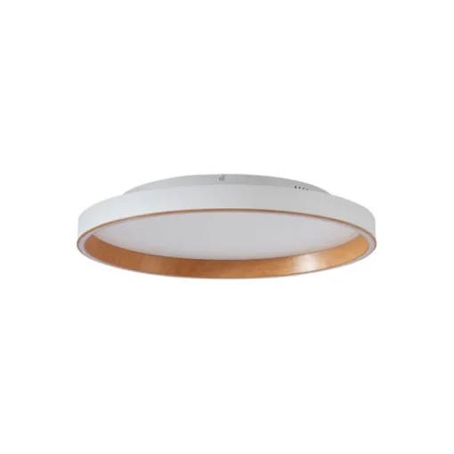 QAZQA Design plafondlamp wit met hout 60cm incl. LED 3-way switch - Ingo