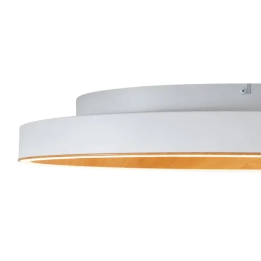QAZQA Design plafondlamp wit met hout 60cm incl. LED 3-way switch - Ingo