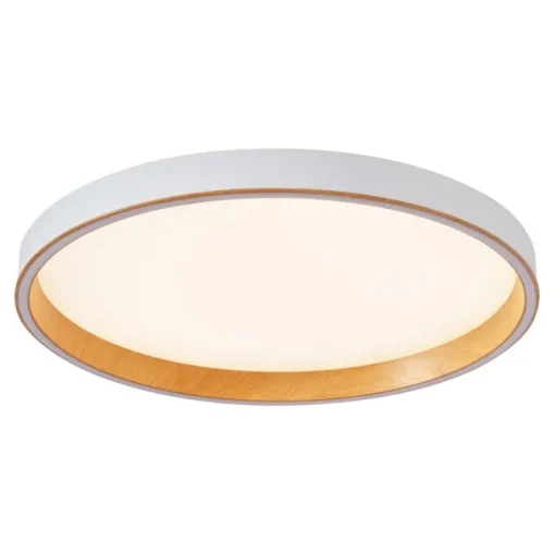 QAZQA Design plafondlamp wit met hout 60cm incl. LED 3-way switch - Ingo