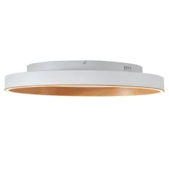 QAZQA Design plafondlamp wit met hout 60cm incl. LED 3-way switch - Ingo
