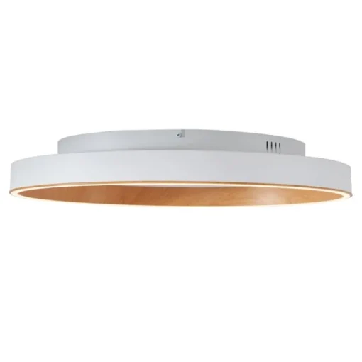 QAZQA Design plafondlamp wit met hout 60cm incl. LED 3-way switch - Ingo