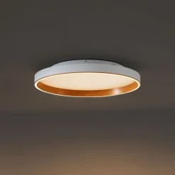 QAZQA Design plafondlamp wit met hout 60cm incl. LED 3-way switch - Ingo