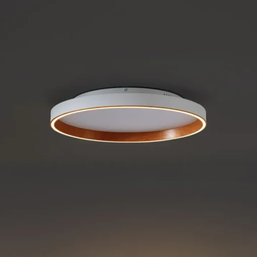 QAZQA Design plafondlamp wit met hout 60cm incl. LED 3-way switch - Ingo