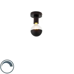 QAZQA Design plafondlamp zwart met G95 kopspiegel zwart - Facil