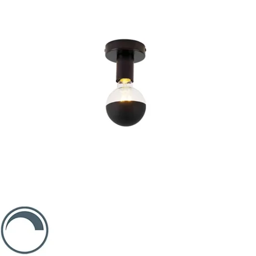 QAZQA Design plafondlamp zwart met G95 kopspiegel zwart - Facil