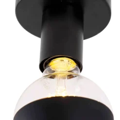 QAZQA Design plafondlamp zwart met G95 kopspiegel zwart - Facil