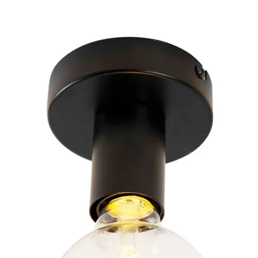 QAZQA Design plafondlamp zwart met G95 kopspiegel zwart - Facil