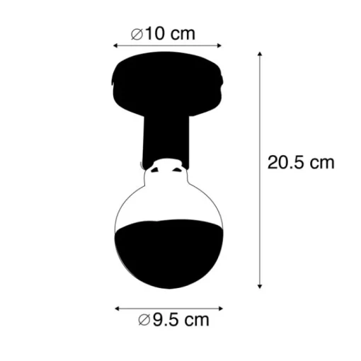 QAZQA Design plafondlamp zwart met G95 kopspiegel zwart - Facil