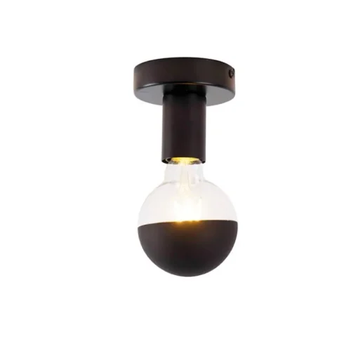 QAZQA Design plafondlamp zwart met G95 kopspiegel zwart - Facil