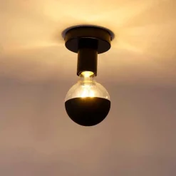 QAZQA Design plafondlamp zwart met G95 kopspiegel zwart - Facil
