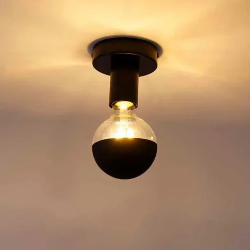 QAZQA Design plafondlamp zwart met G95 kopspiegel zwart - Facil