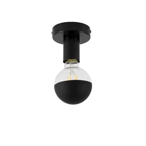 QAZQA Design plafondlamp zwart met G95 kopspiegel zwart - Facil