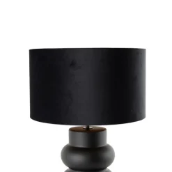 QAZQA Design tafellamp zwart 17 cm velours kap zwart met goud 35 cm - Alisia