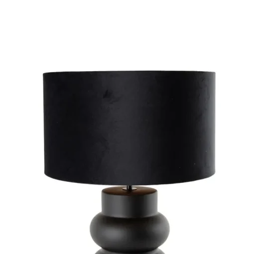 QAZQA Design tafellamp zwart 17 cm velours kap zwart met goud 35 cm - Alisia