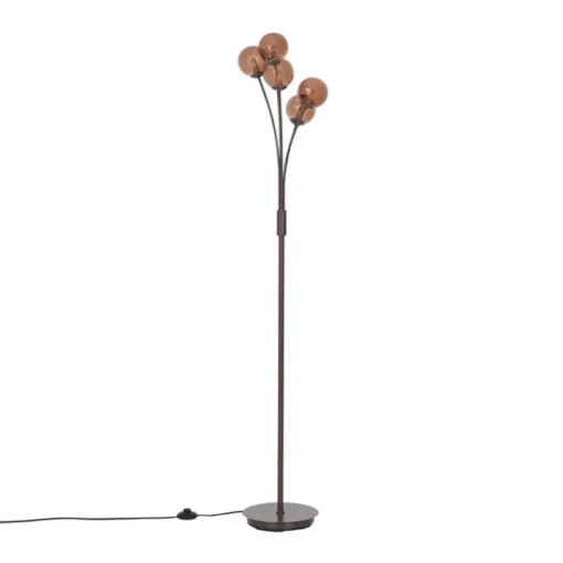 QAZQA Design vloerlamp brons met brons glas 5-lichts - Athens