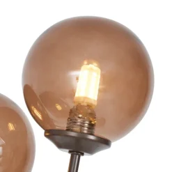 QAZQA Design vloerlamp brons met brons glas 5-lichts - Athens