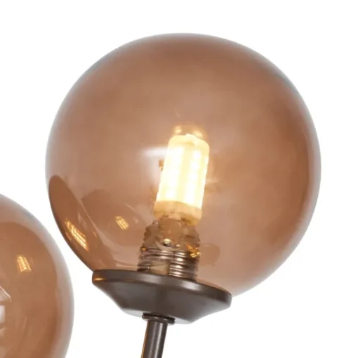 QAZQA Design vloerlamp brons met brons glas 5-lichts - Athens
