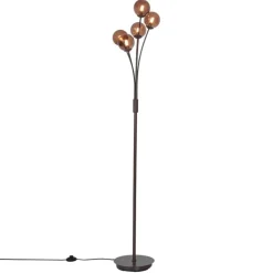QAZQA Design vloerlamp brons met brons glas 5-lichts - Athens
