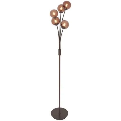 QAZQA Design vloerlamp brons met brons glas 5-lichts - Athens